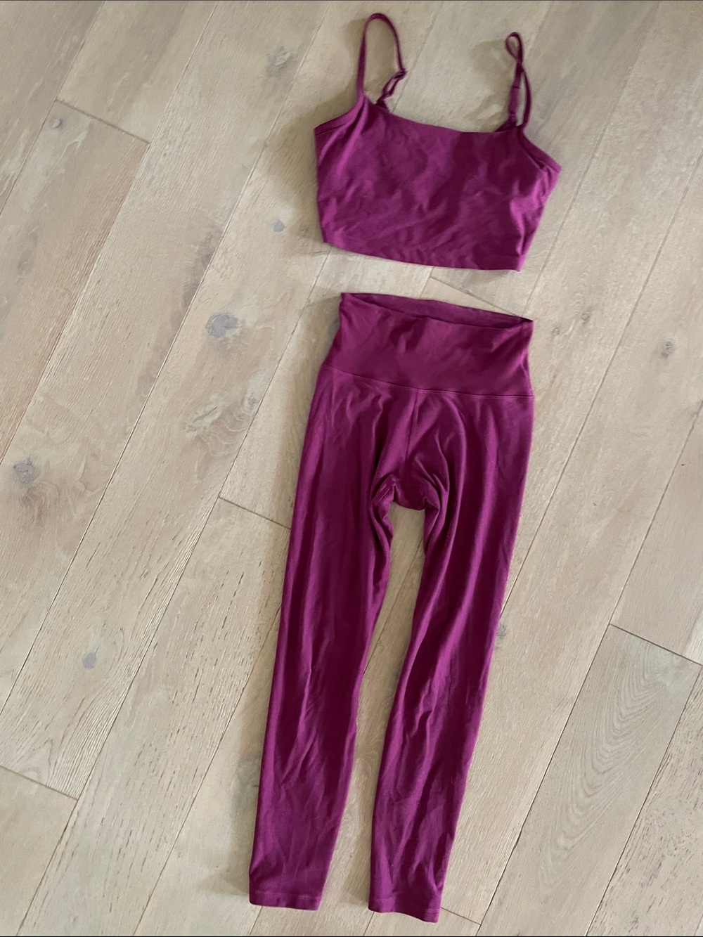 Aritzia Magenta High-Waist Leggings with Matching Crop Tank